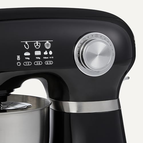 Amazon Basics Mixer Planetaria 5L 1000W 12 Velocità Nero con Ciotola