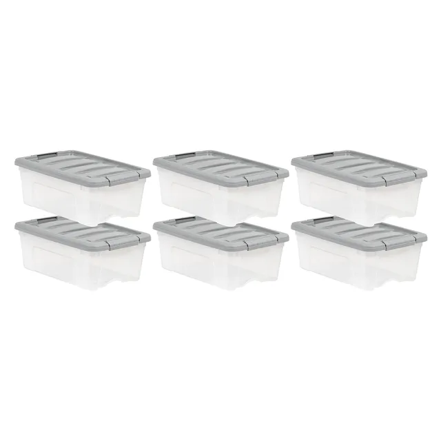 AmazonBasics Contenitori Plastica 12 L x6 Trasparenti Impilabili