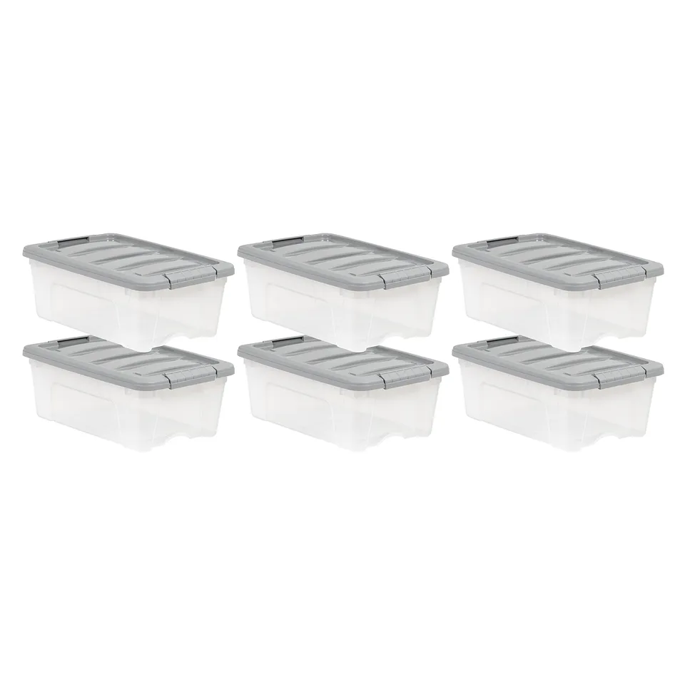AmazonBasics Contenitori Plastica 12 L x6 Trasparenti Impilabili