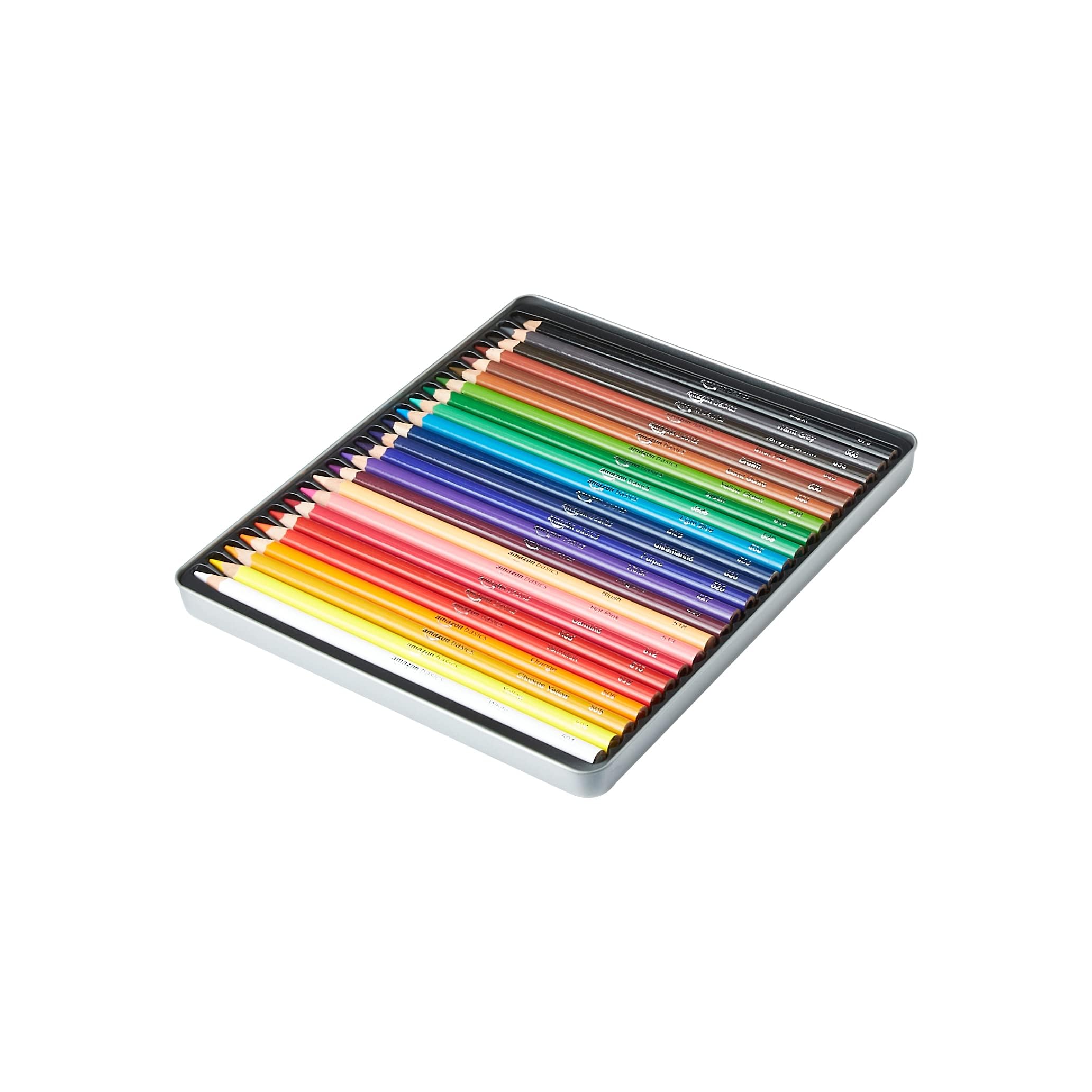Amazon Basics Matite Colorate 72 Pezzi Scatola Latta