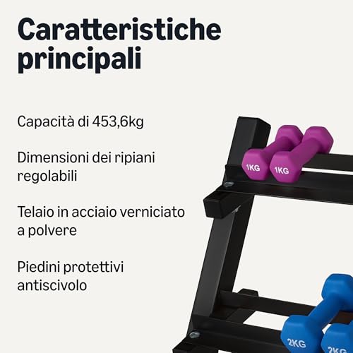 Amazon Basics rack manubri 3 livelli nero acciaio