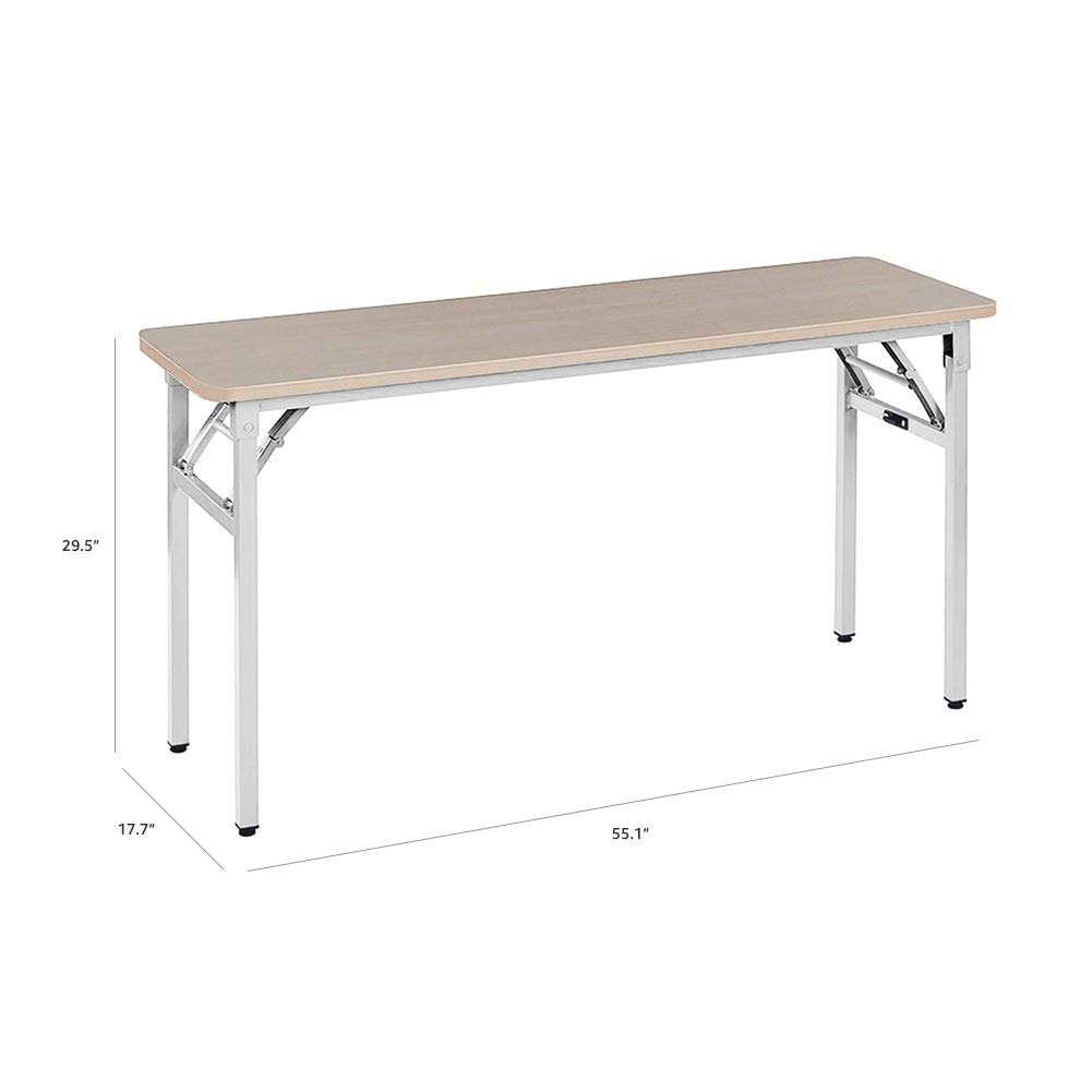 Amazon Basics Tavolo Pieghevole 140 cm Rovere Gambe Bianche