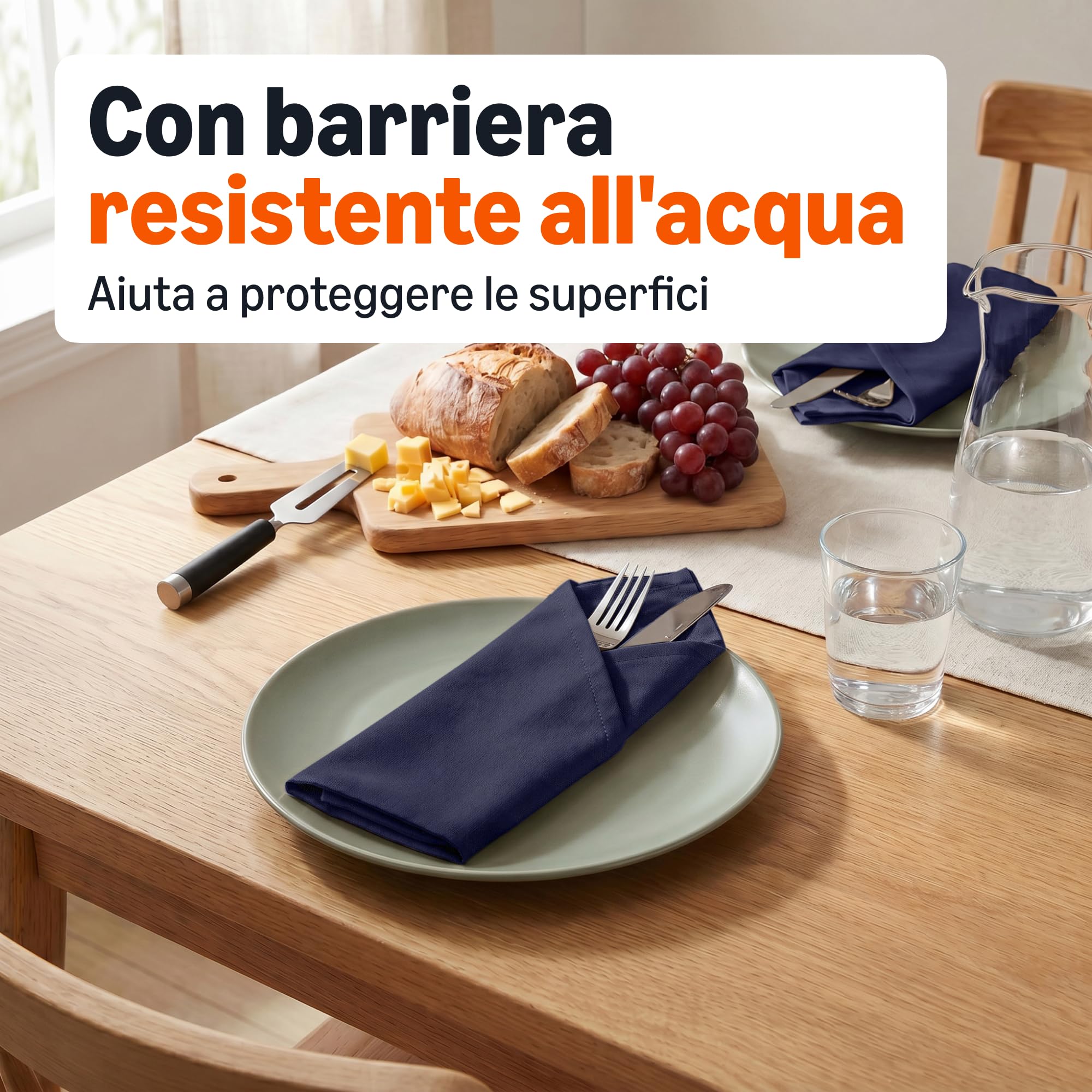 AmazonBasics Tovaglioli Stoffa Antimacchia 43x43 Blu 12 Pezzi