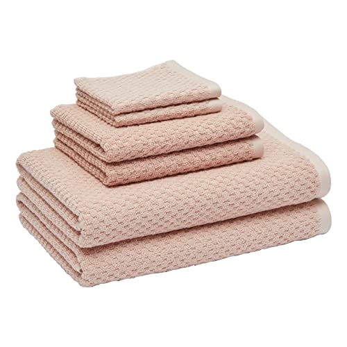 Amazon Basics Set Asciugamani Bagno 6 Pezzi Rosa Cipria Cotone