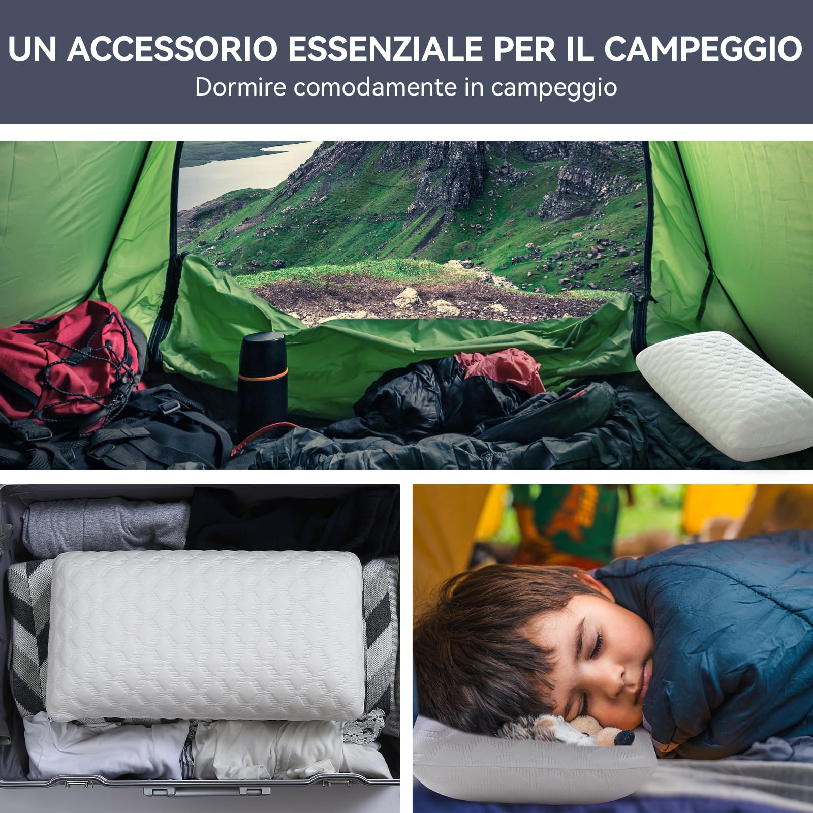 Amazon Basics Cuscino Viaggio Memory Foam 42x24 cm