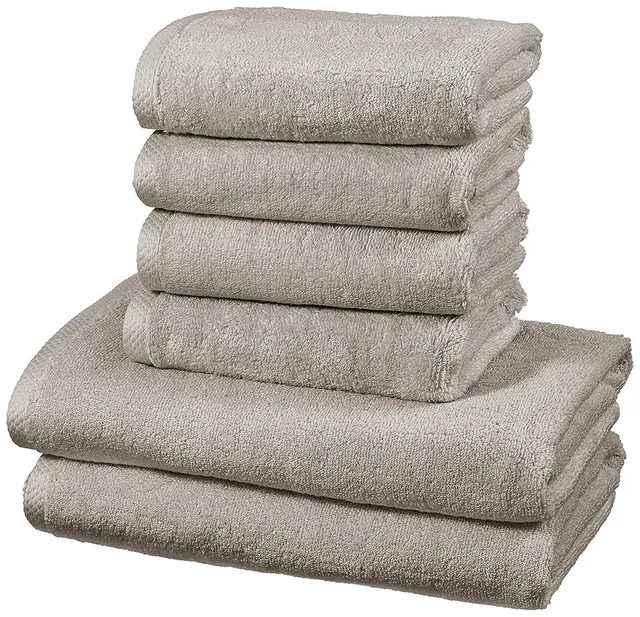 AmazonBasics set asciugamani cotone 6 pezzi platino rapida asciugatura