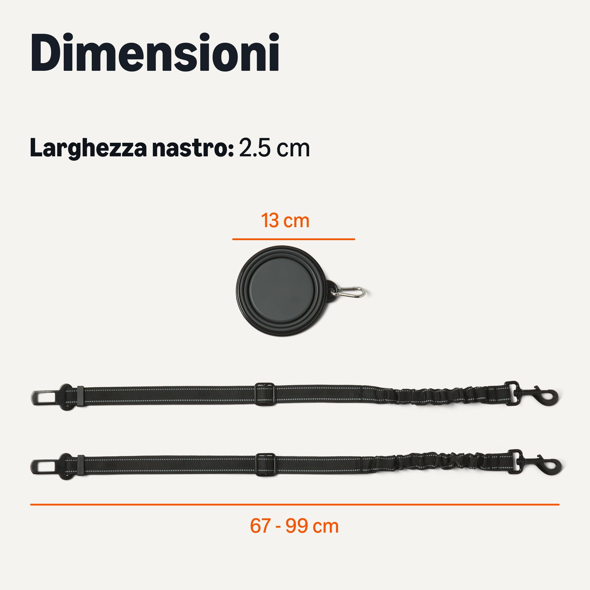 Amazon Basics cintura sicurezza cane nera taglia unica con ciotola