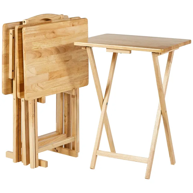Amazon Basics Tavolini Pieghevoli Legno Set 4 pezzi naturale