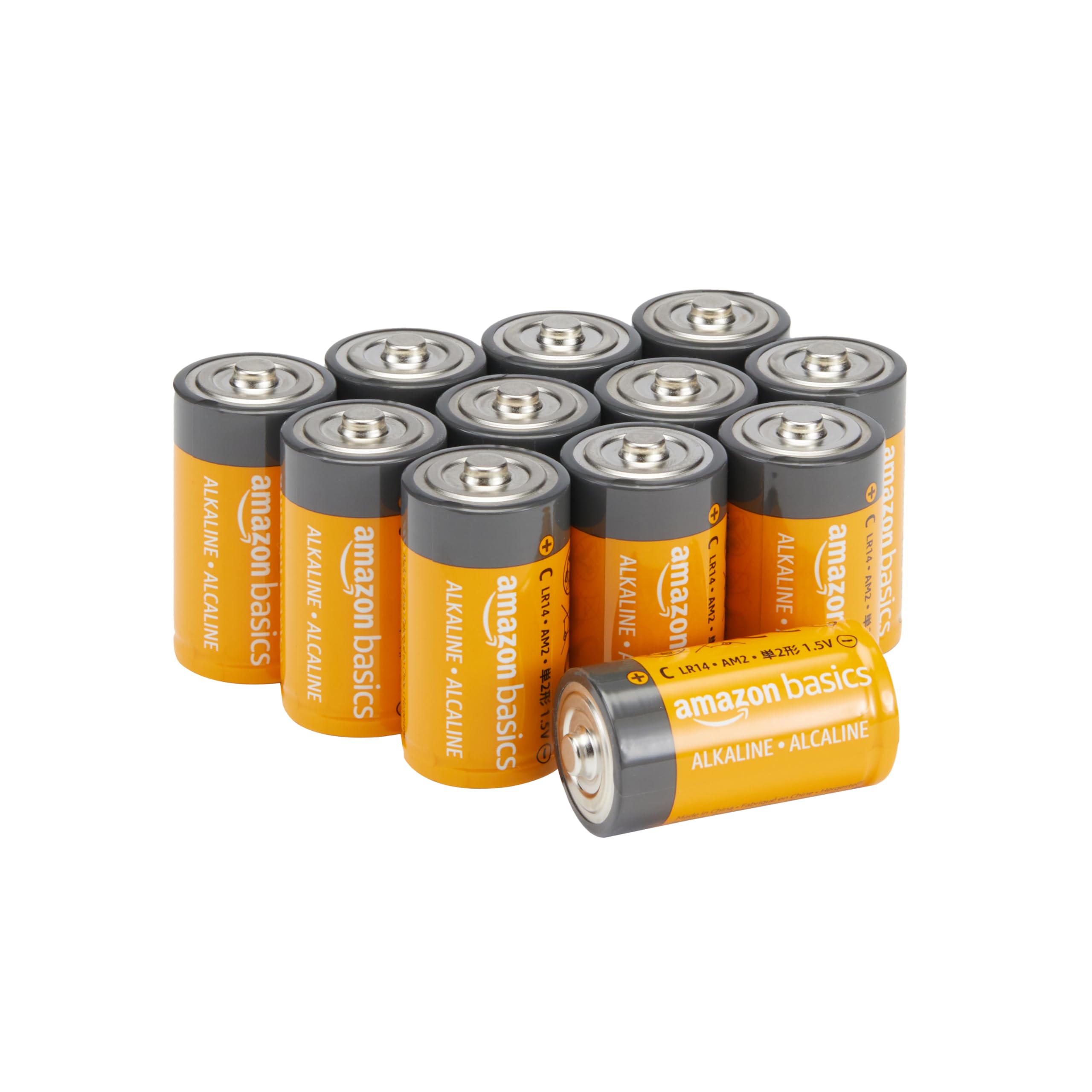 Amazon Basics Batterie C Alcaline 1,5V Confezione da 12 Durevoli