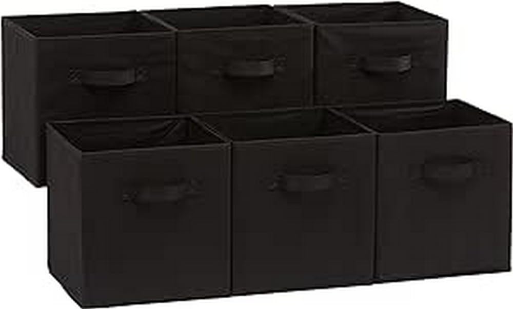 Amazon Basics Cubo Organizer Pieghevole Tessuto Grigio 27 cm 6 Pezzi