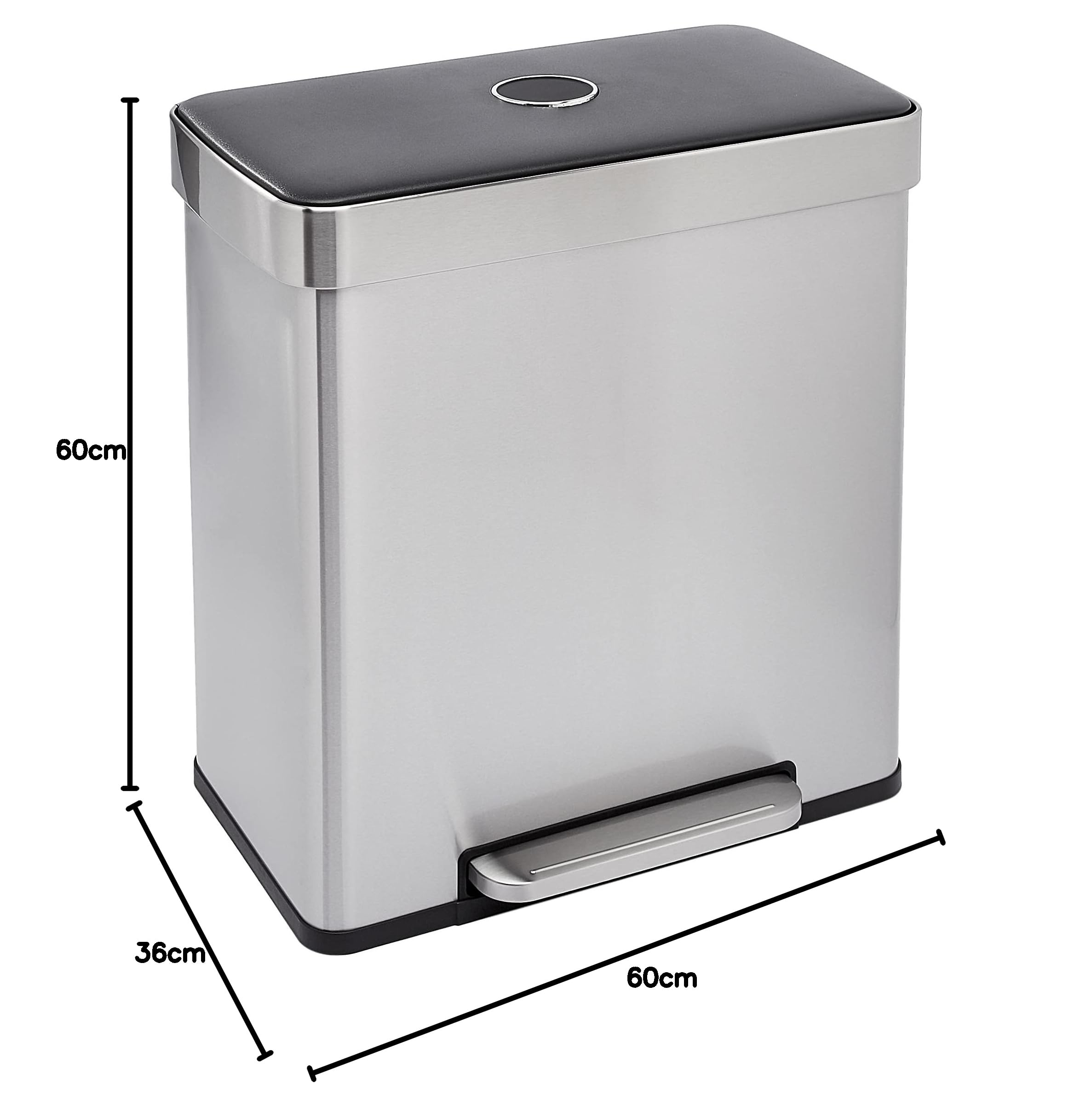 AmazonBasics Pattumiera 30+30L Doppia 60L Acciaio Inox