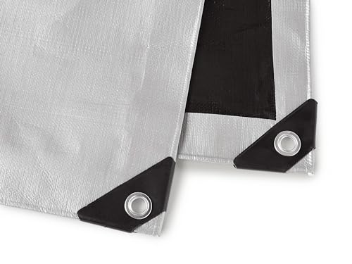 AmazonBasics Telo Impermeabile 3,6 x 6 m Argento/Nero