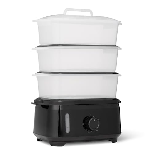 Amazon Basics Vaporiera Elettrica 9L 3 Livelli Nera 950W