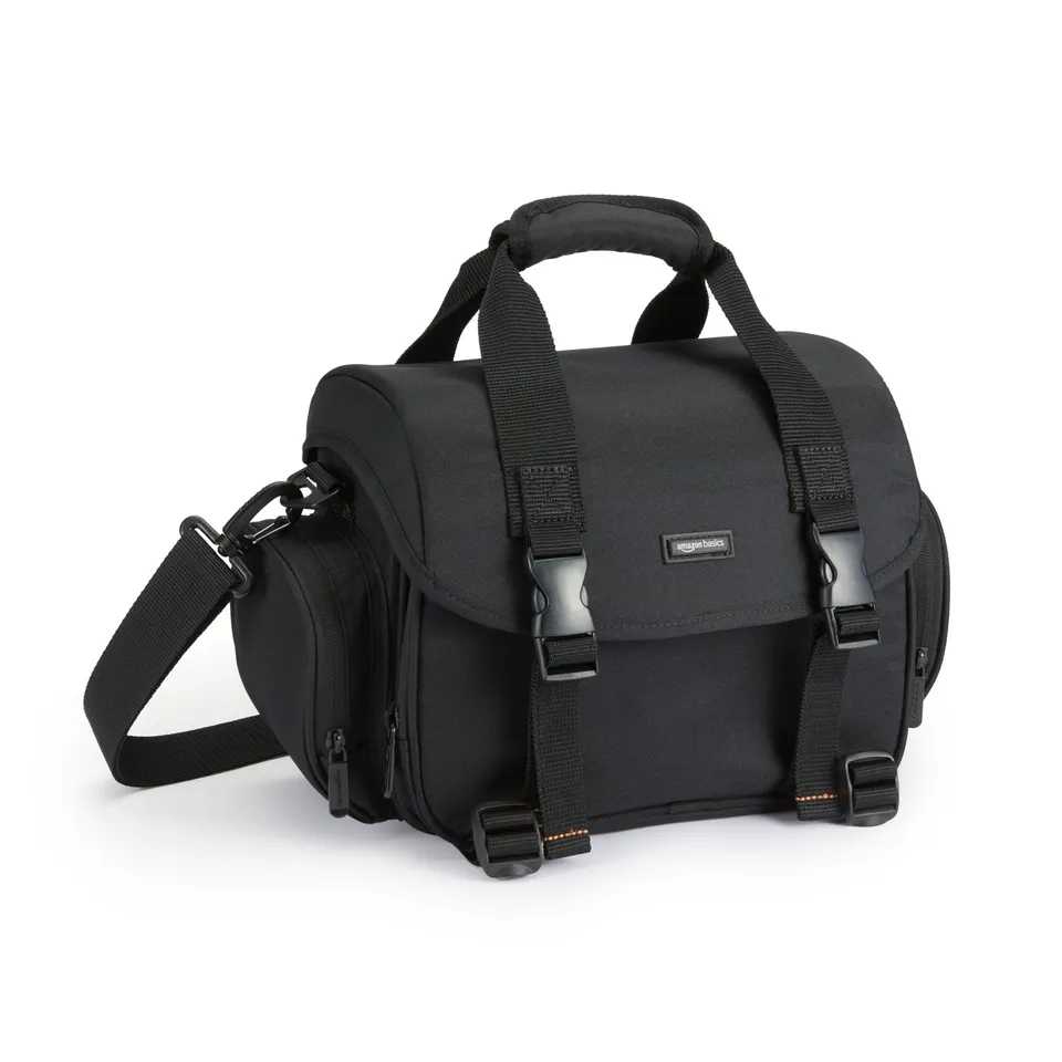 Amazon Basics Borsa Fotocamera SLR Grande Nero Grigio