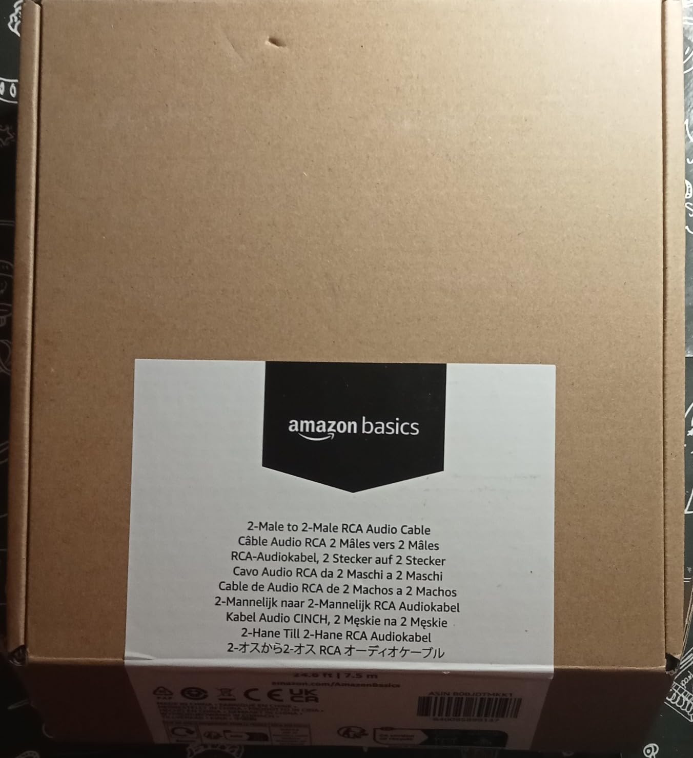 Amazon Basics Cavo Audio RCA 2 Maschi 7,5 m Grigio Antracite