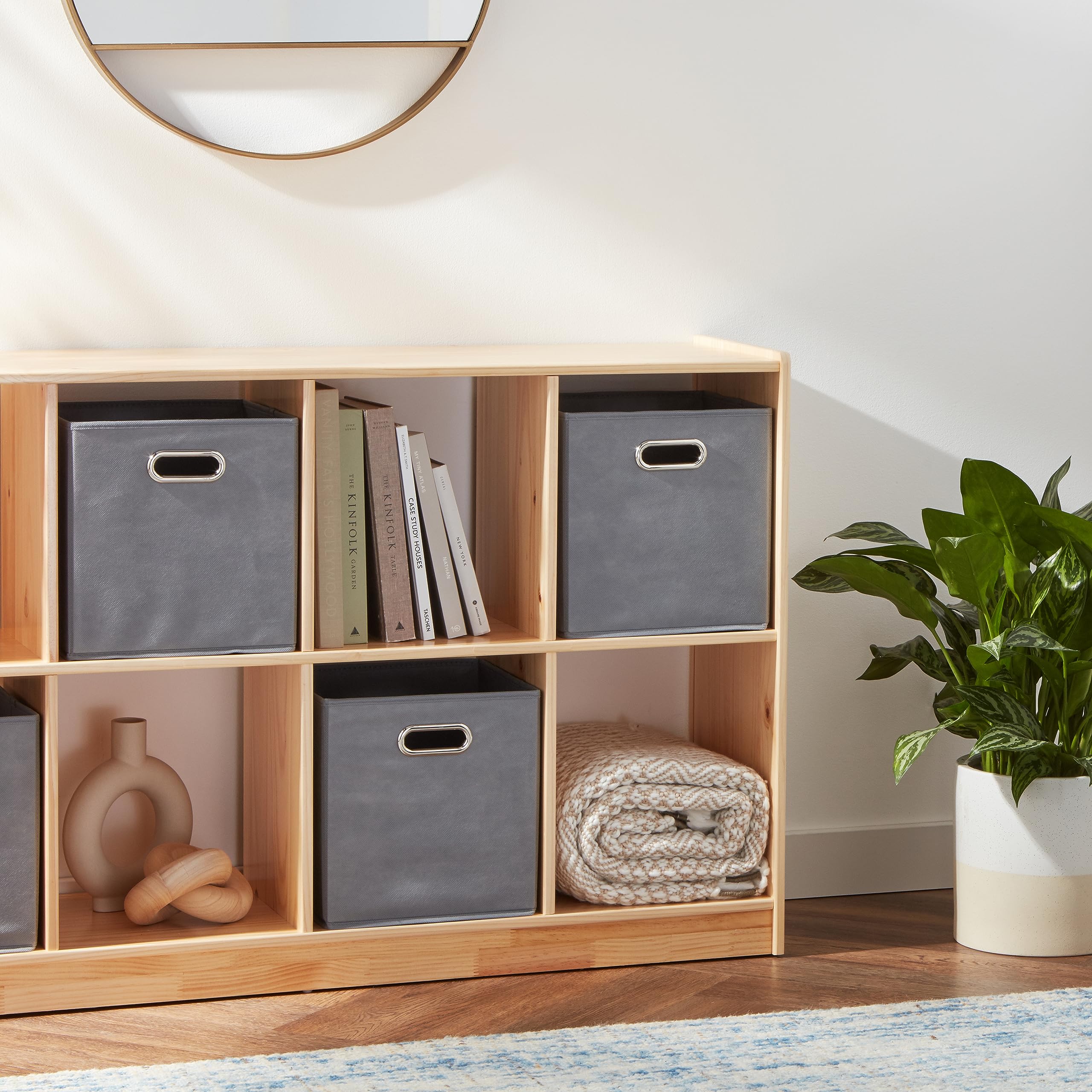 AmazonBasics Cubi Portaoggetti Tessuto Grigio Chiaro 6 pezzi
