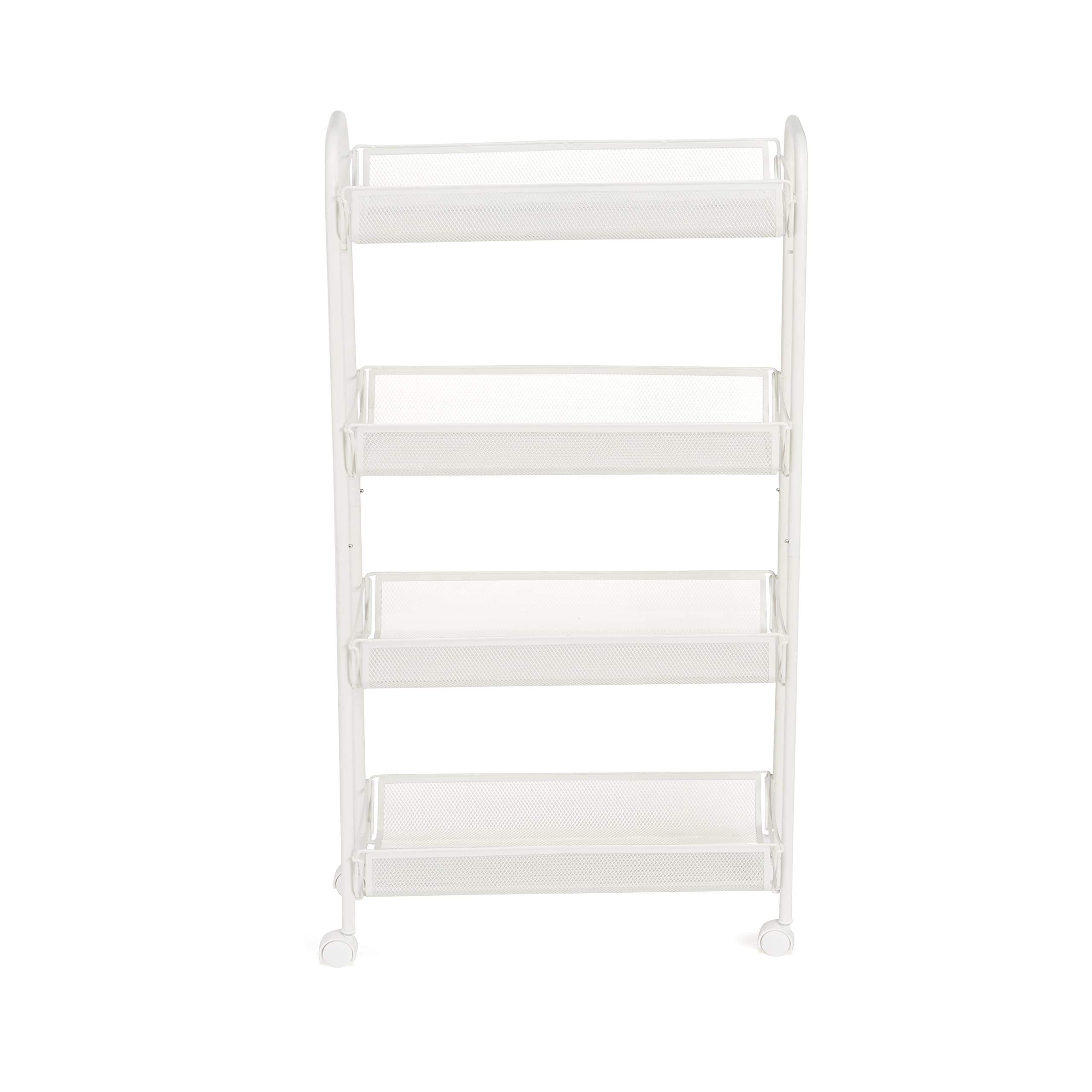 Amazon Basics carrello metallo 4 ripiani bianco rete