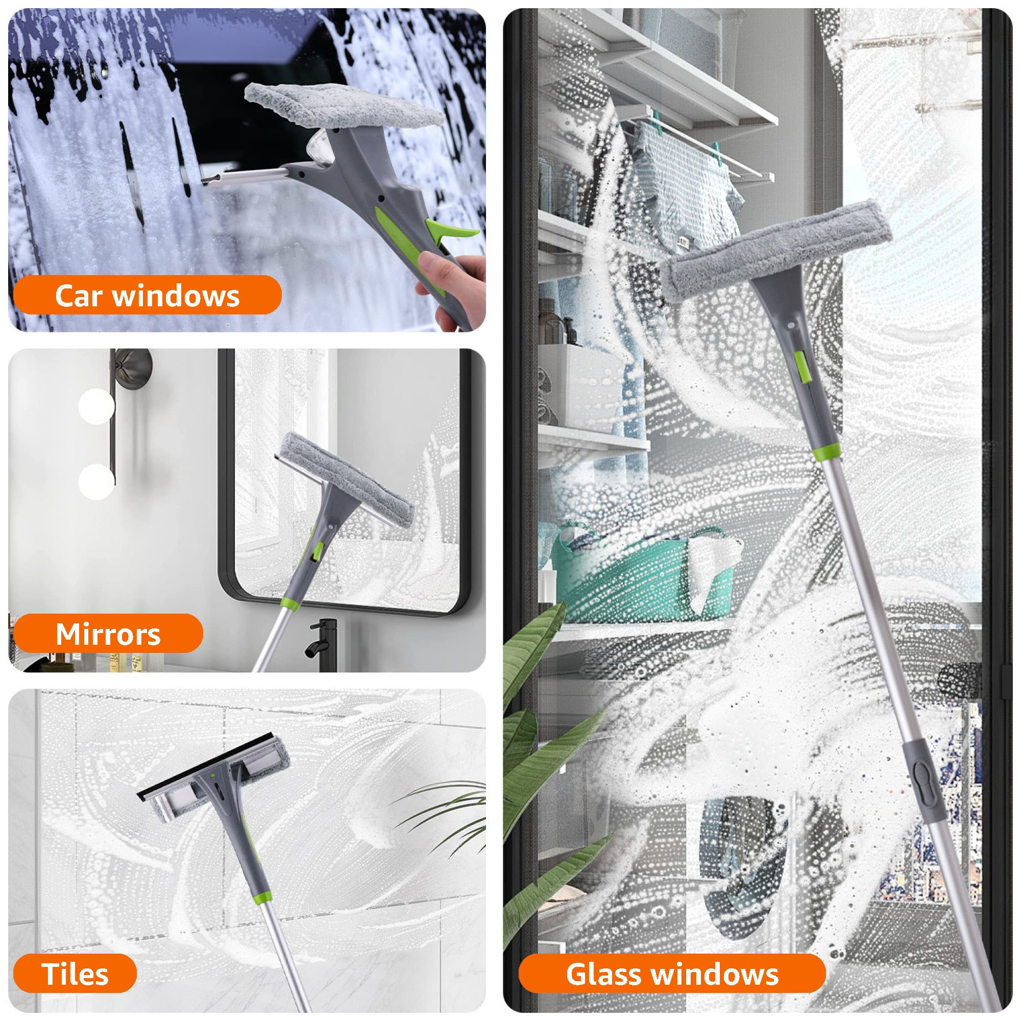 AmazonBasics Tergivetro Vetri con Spray Grigio Telescopico