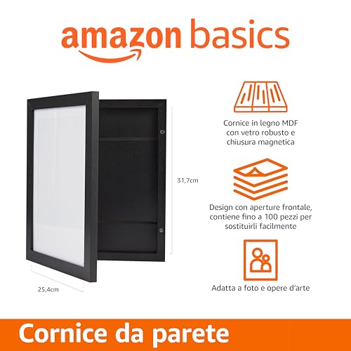 AmazonBasics Cornice in Legno Nera 25,4x31,7 cm con Passepartout