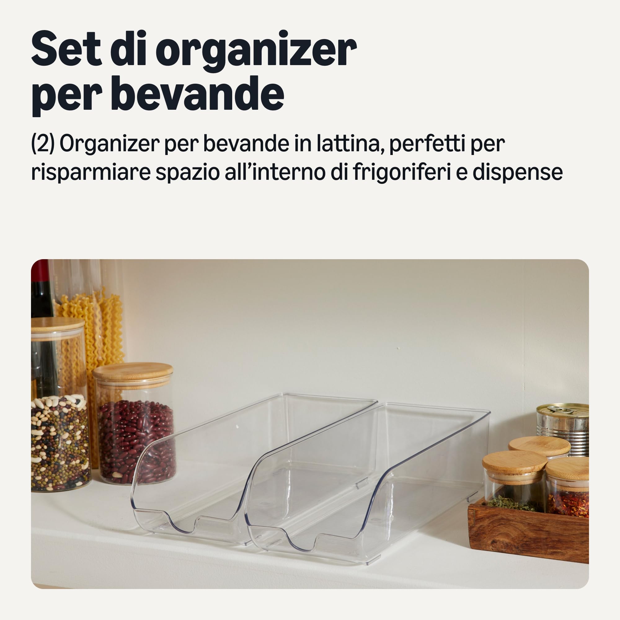 Amazon Basics organizer lattine frigo set 2 pezzi dispenser