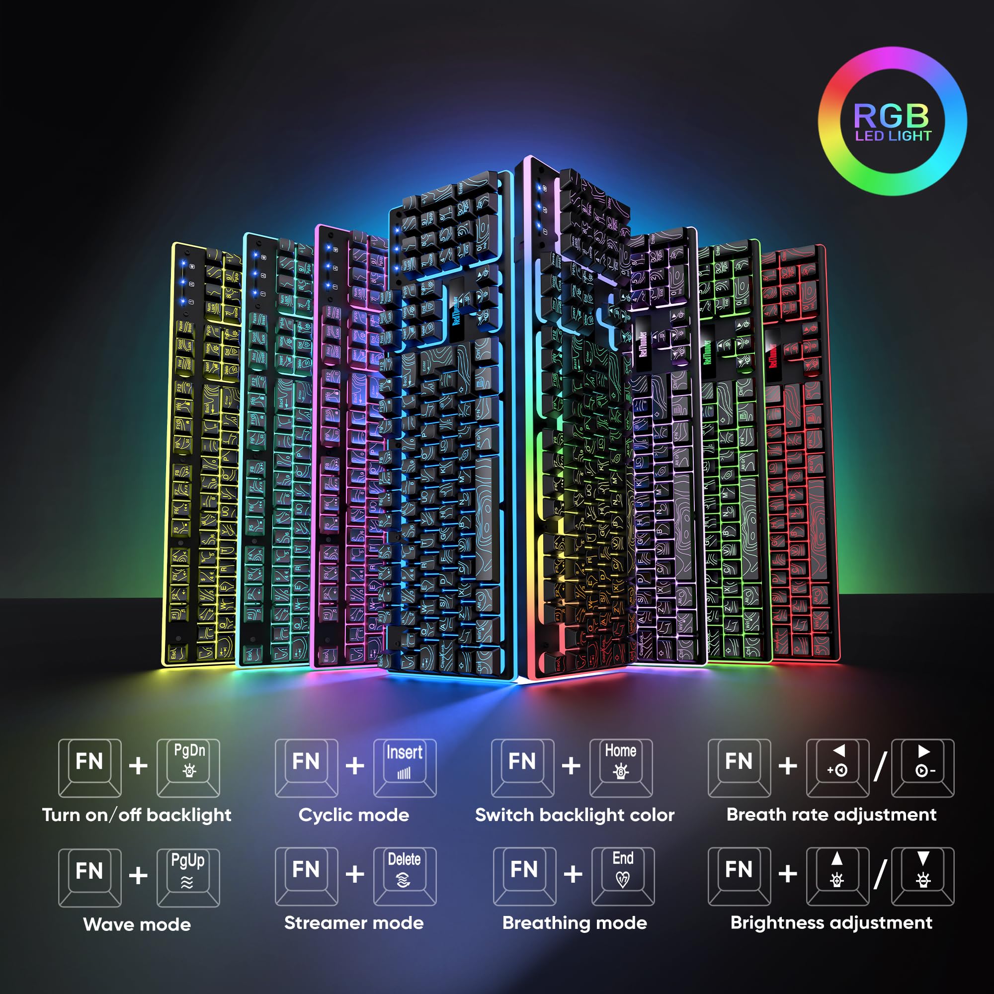 RedThunder K10 Tastiera Gaming Cablata RGB con Mouse