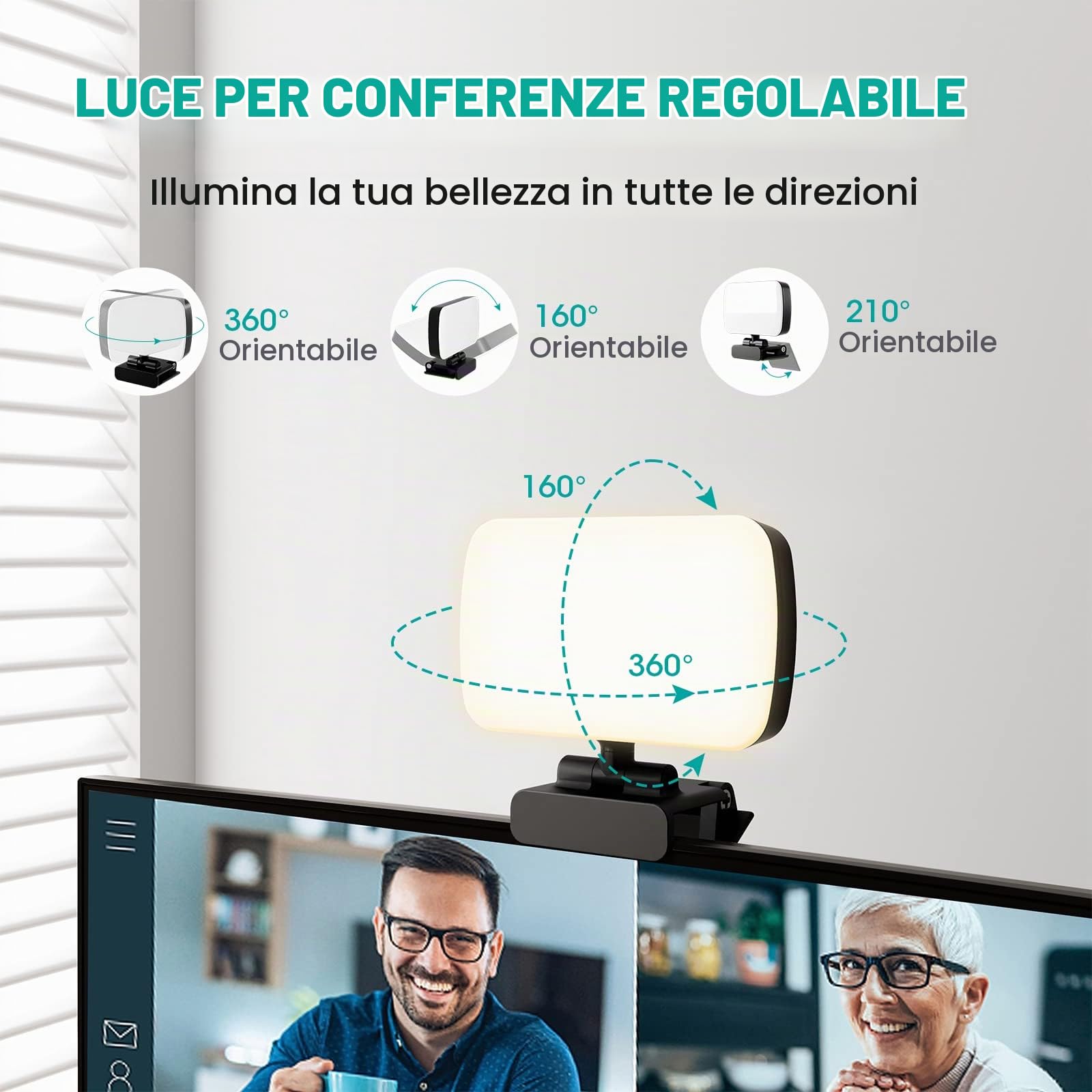 RealPlus Luce Videoconferenza LED USB Clip 3000-6500K Dimmerabile