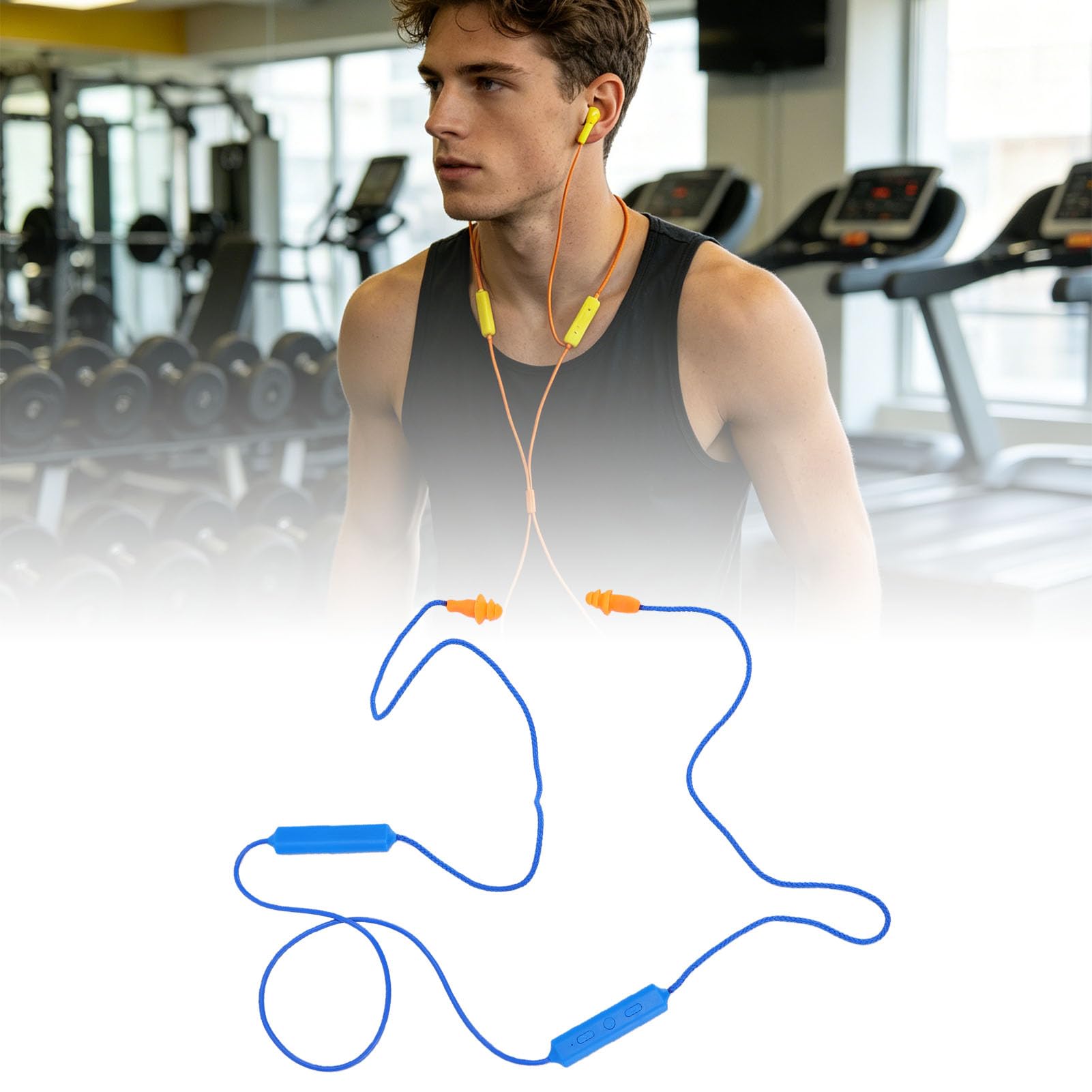 Elprico Tappi Orecchie Bluetooth Auricolari Filo Blu 10 Ore