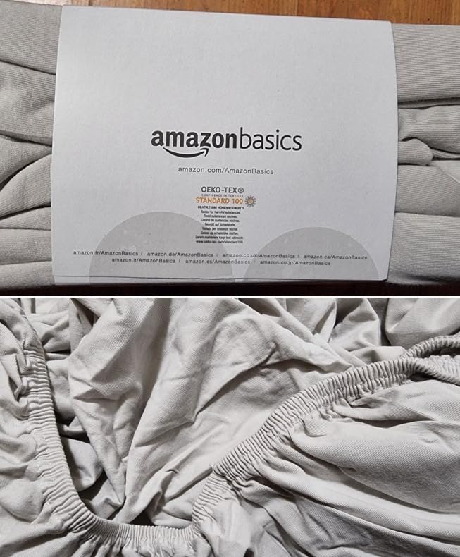 AmazonBasics Lenzuolo con Angoli 140x200 Bianco Jersey Cotone