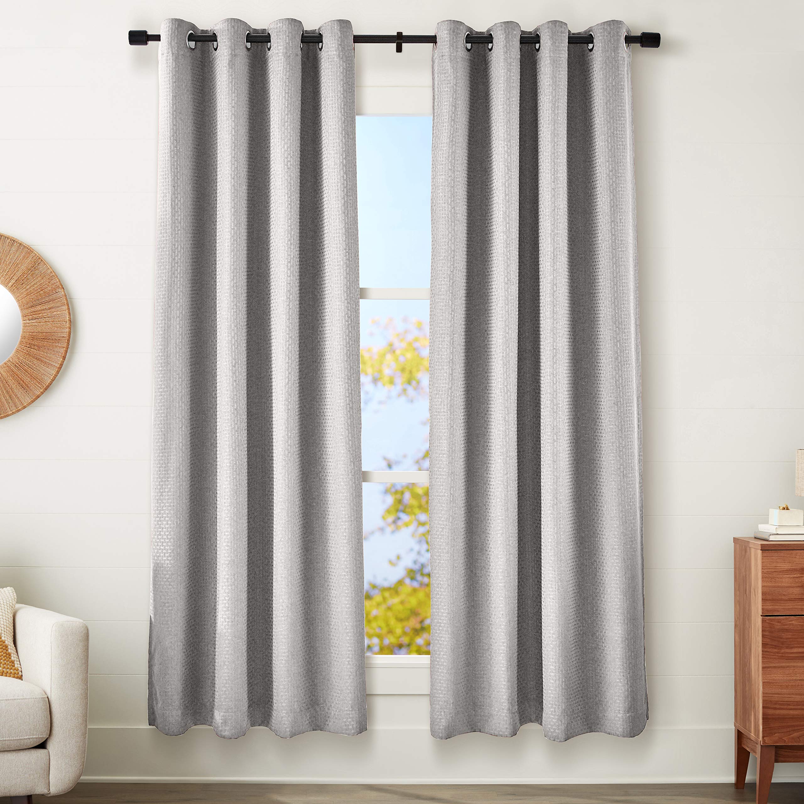 Amazon Basics Basket Weave Tenda Oscurante 132x241 Grigio 2 Pezzi