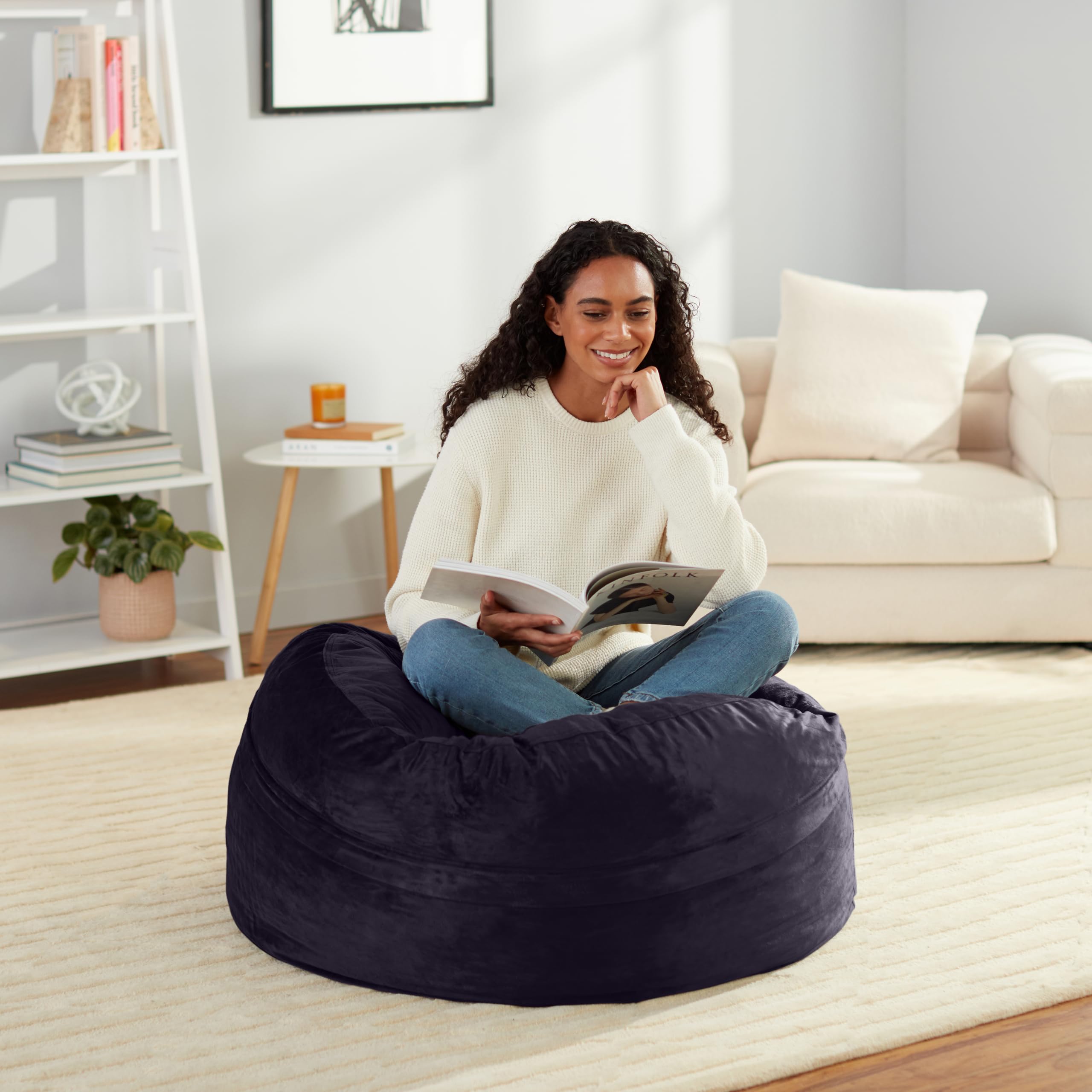 Amazon Basics Poltrona a Sacco Memory Foam Blu Chair 3'