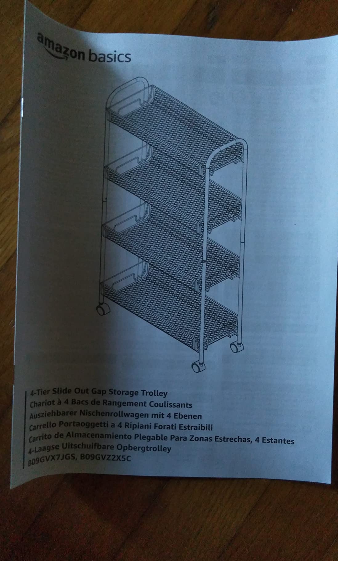 Amazon Basics carrello metallo 4 ripiani nero rete