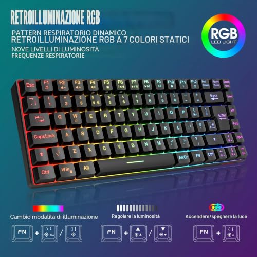 RedThunder K84 combo tastiera mouse wireless gaming RGB