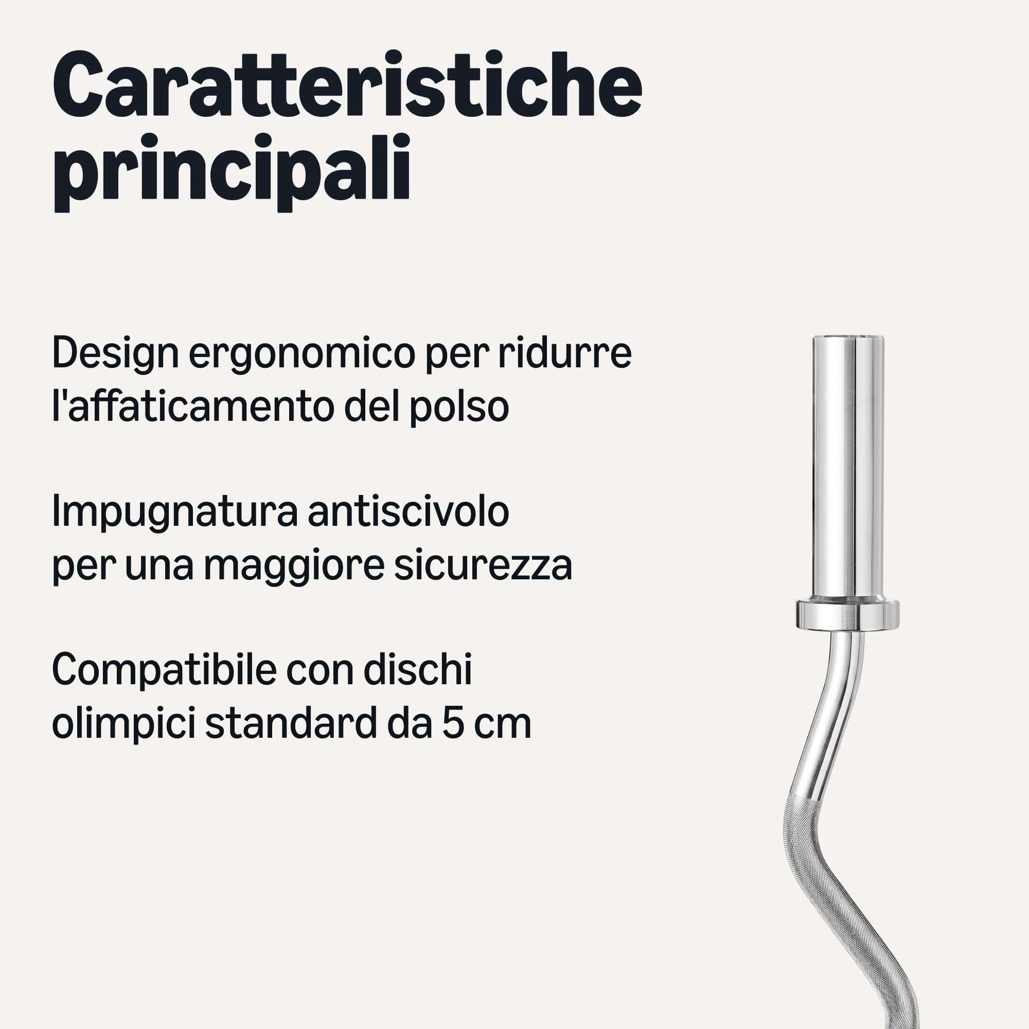 AmazonBasics Bilanciere Curl Olimpico 119 cm Cromato