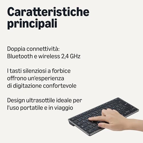 Amazon Basics Tastiera wireless bluetooth nera 2,4G