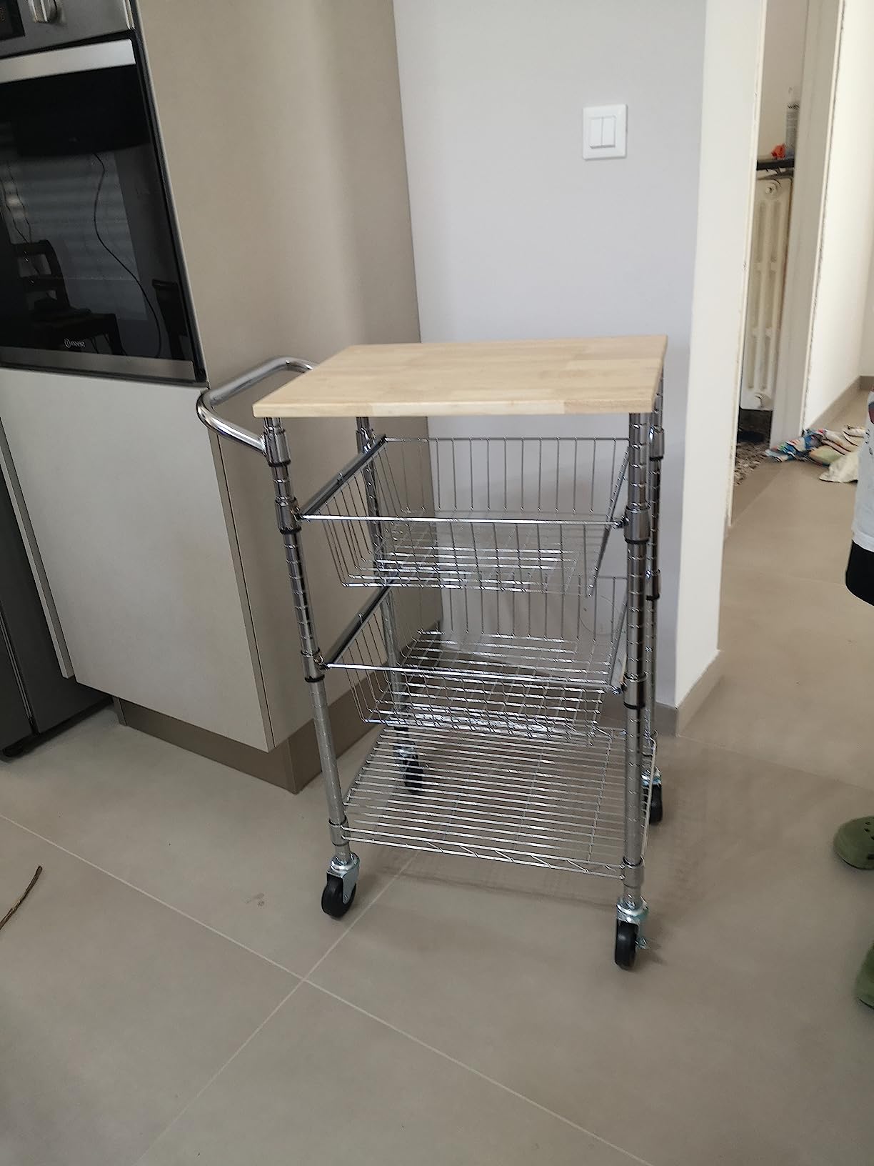 AmazonBasics Carrello cucina 3 ripiani ruote argento
