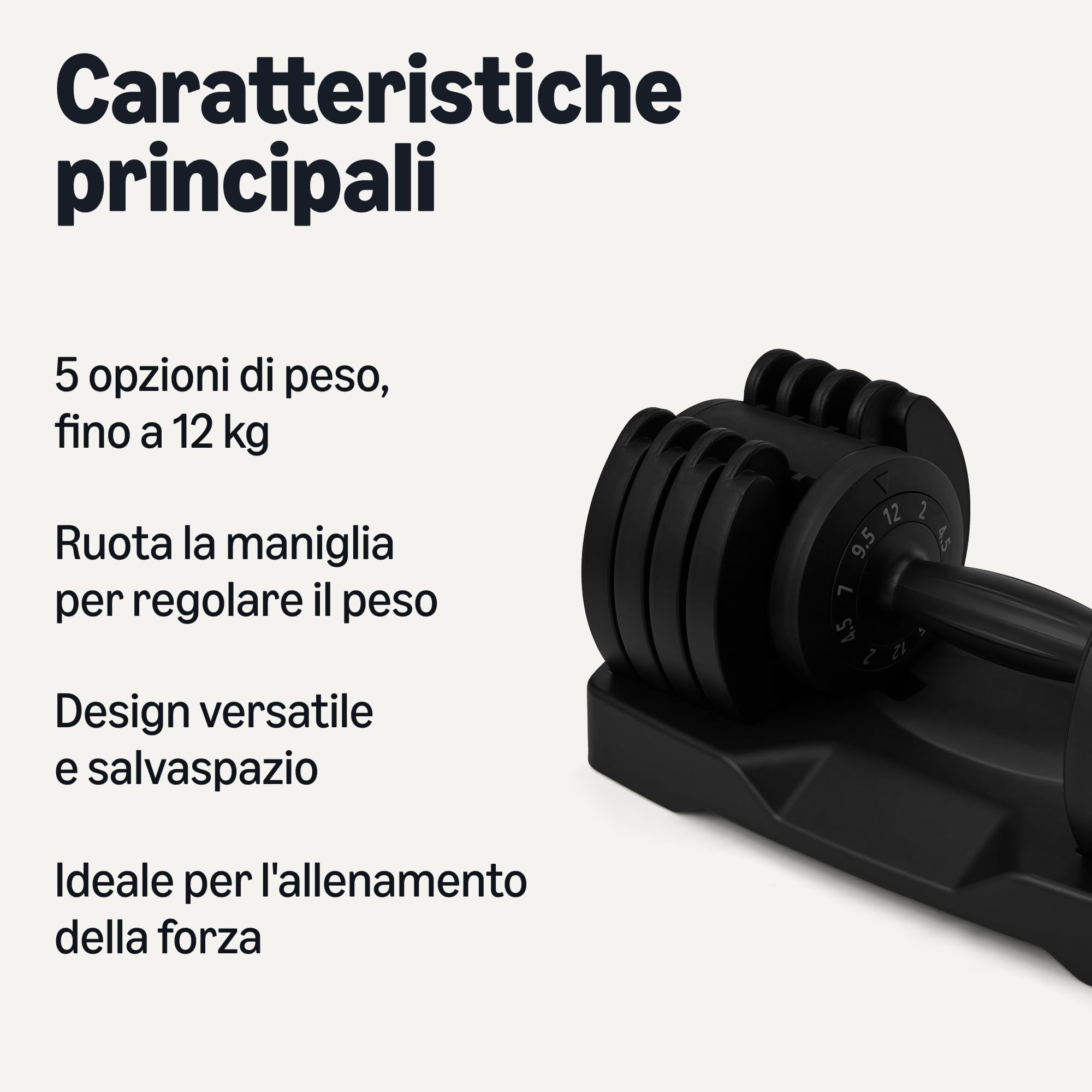 AmazonBasics Manubrio Regolabile Singolo 12 Kg Compatto
