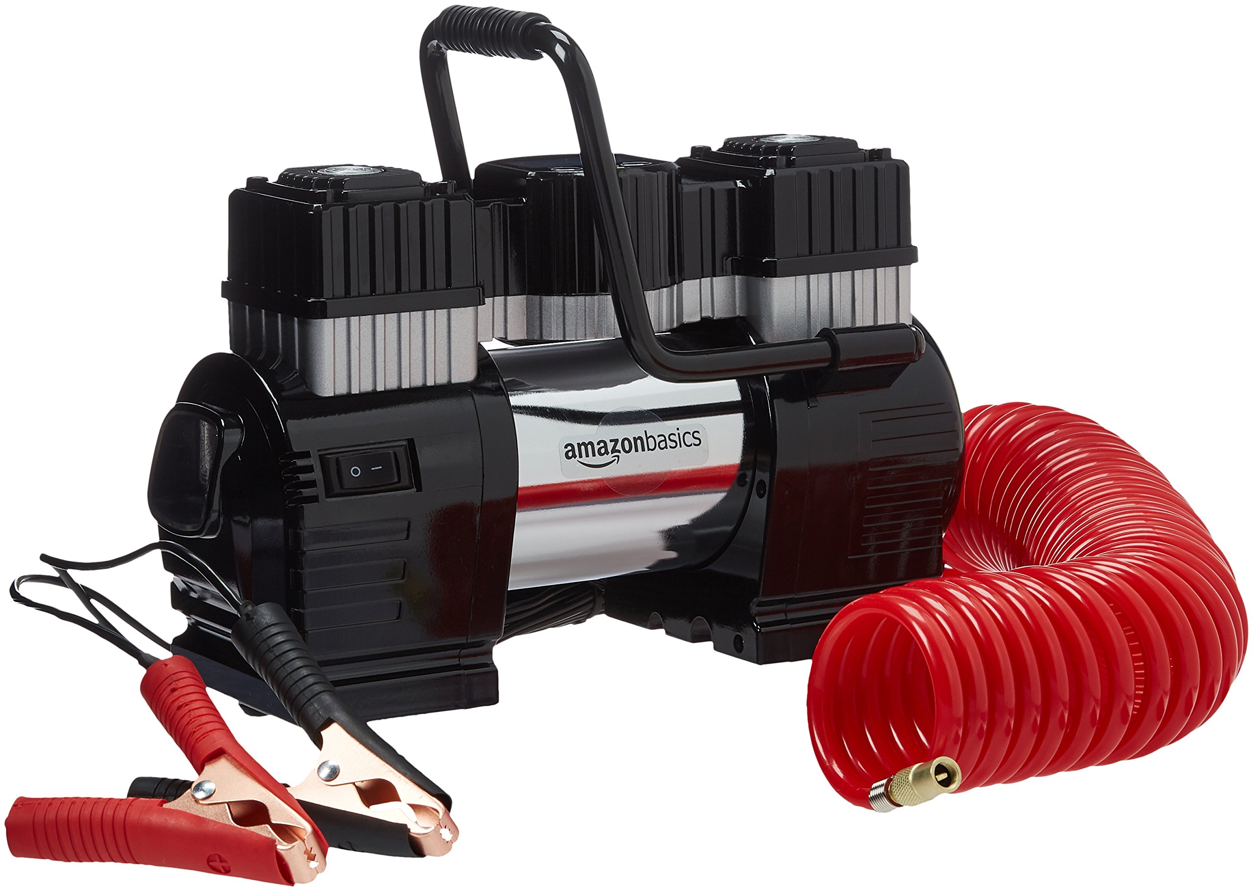 AmazonBasics Compressore Aria Portatile Digitale 12V Nero Rosso