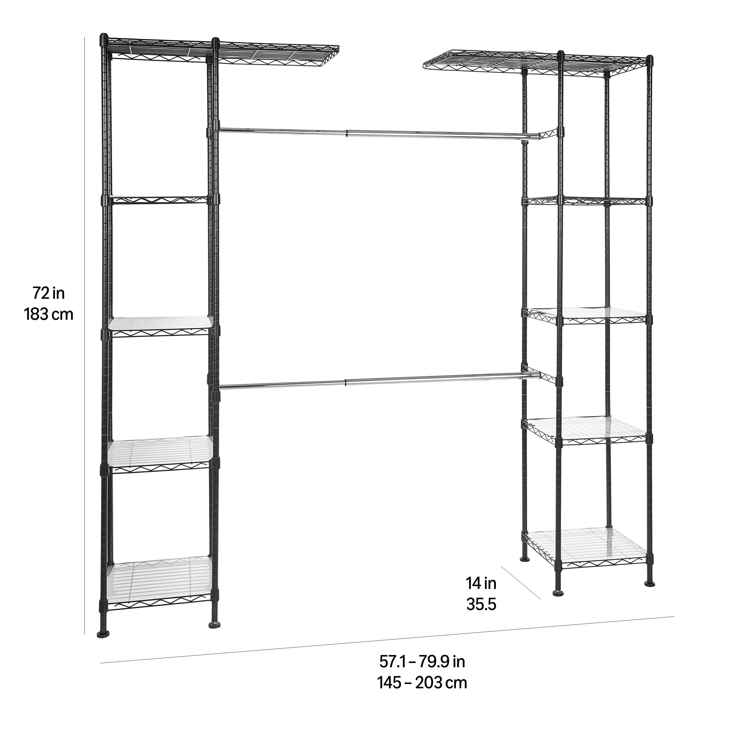 AmazonBasics Organizer Armadio Espandibile Nero Acciaio 203 cm