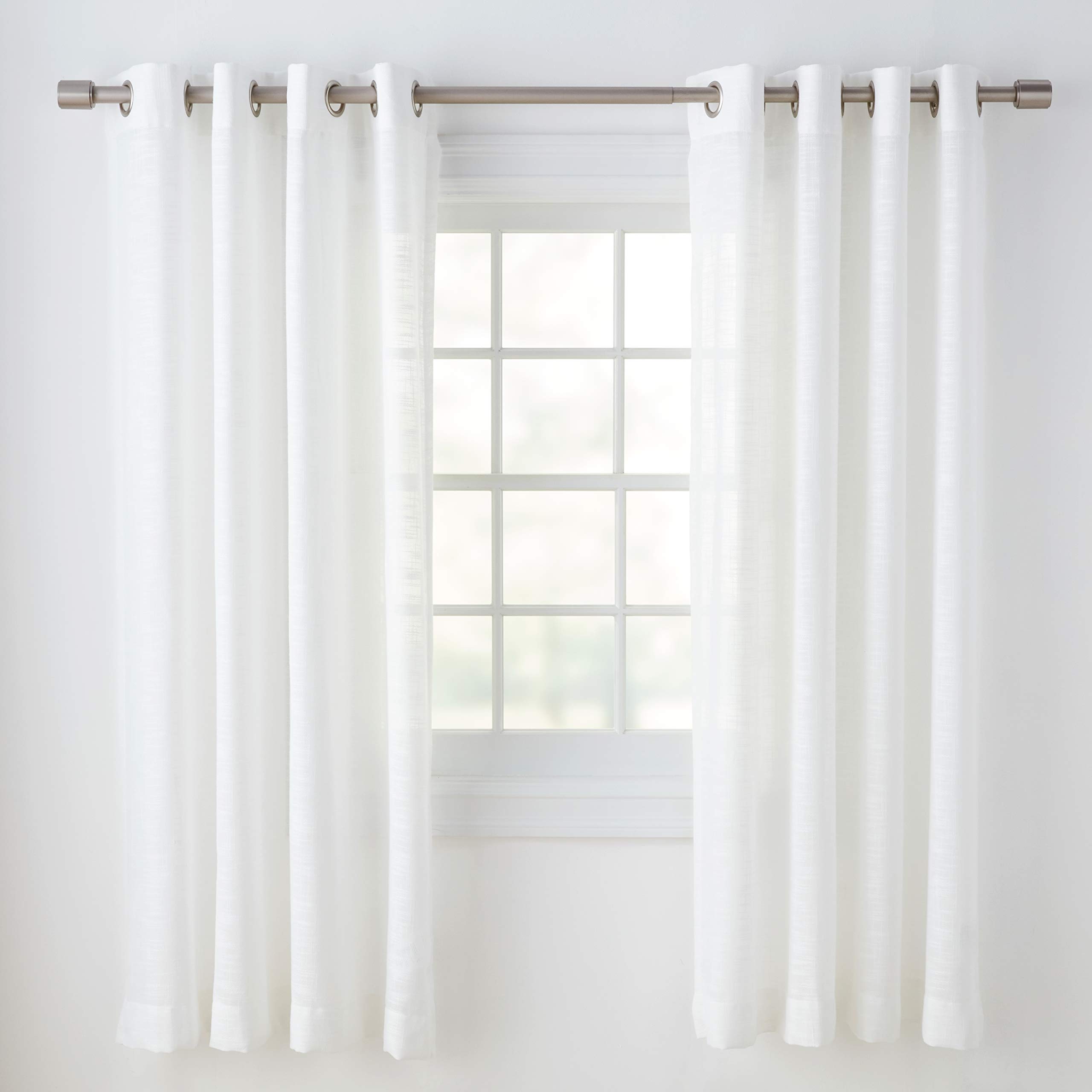 AmazonBasics Sheer Classic tenda trasparente 2 pz bianca 50x63 con occhielli