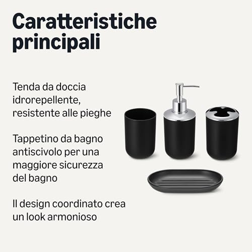 Amazon Basics Set Bagno 6 pezzi tenda doccia nero