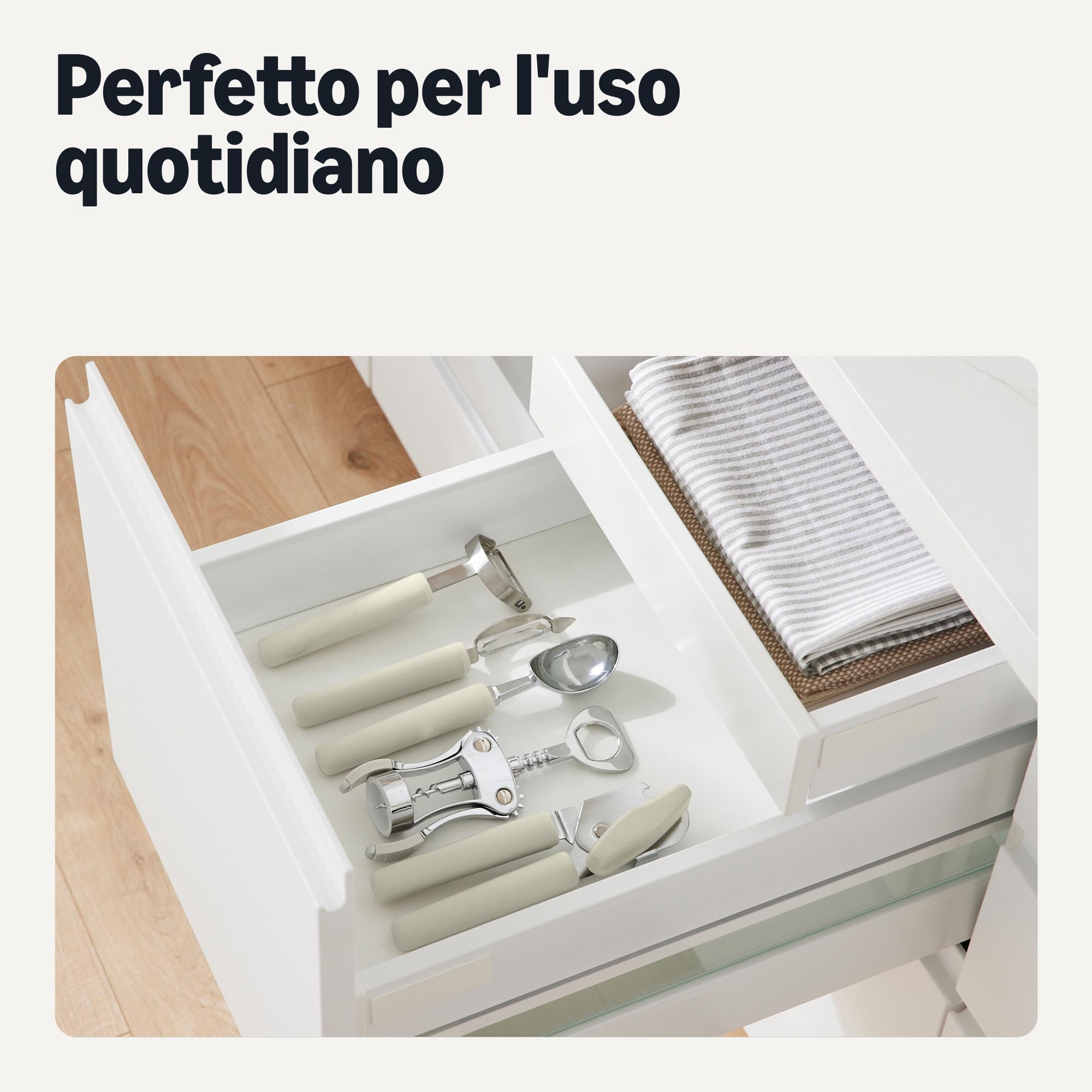 Amazon Basics Pelaverdure Acciaio Inox Set 2 Pezzi Grigio Lino