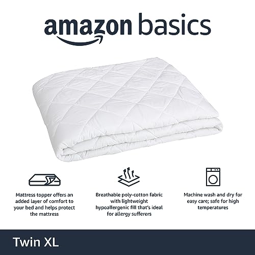 AmazonBasics Coprimaterasso Trapuntato Ipoallergenico Twin XL 18"
