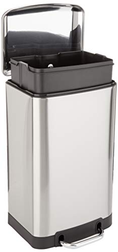 AmazonBasics Pattumiera Rettangolare 20 L Argento Acciaio Inox