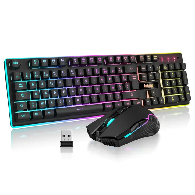 RedThunder K10 Set Tastiera Mouse Gaming Wireless Nero Retroilluminato