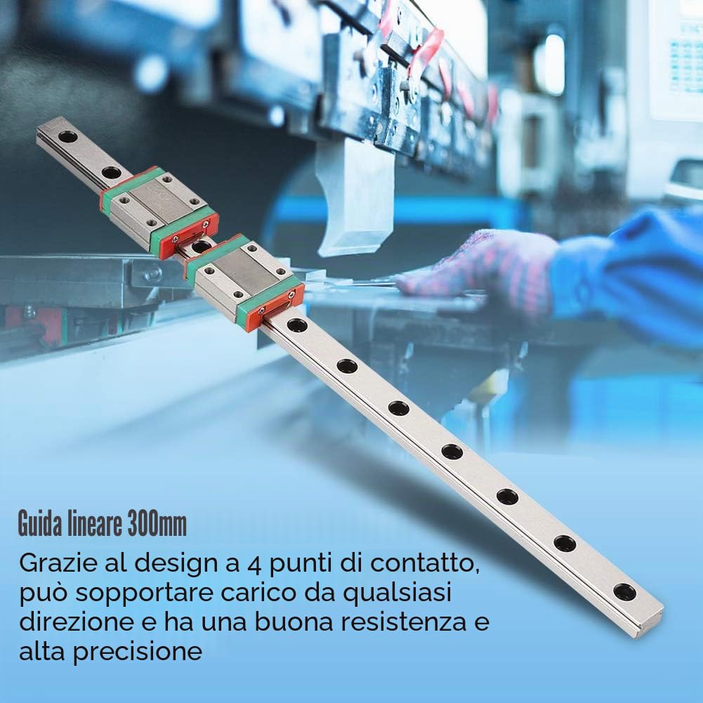 Elprico Guida Lineare MGN12H 300 mm 2 Pezzi per CNC