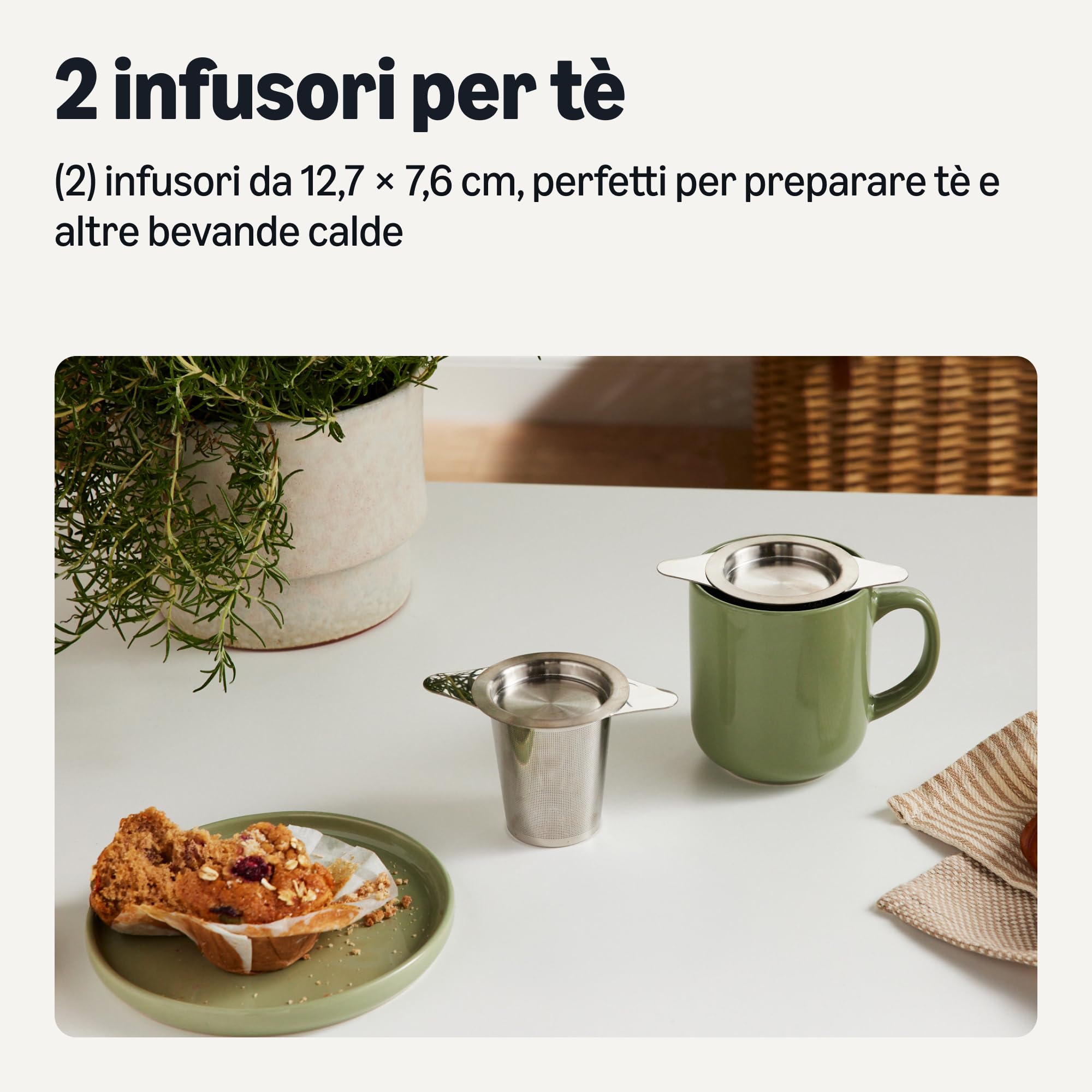 Amazon Basics infusore tè acciaio inox set 2 pezzi