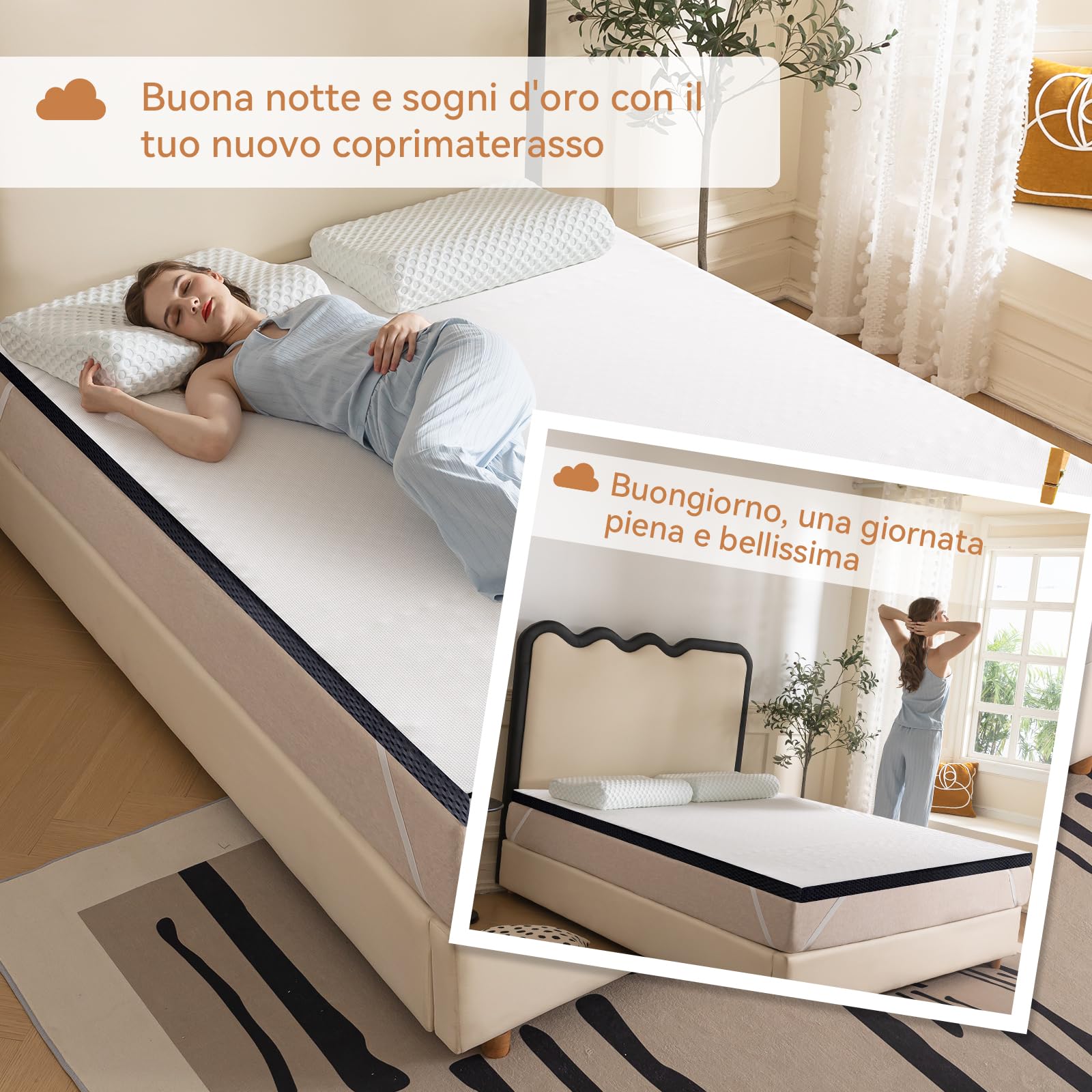 AmazonBasics Topper 135x190 Coprimaterasso Memory Foam 4 cm 7 zone