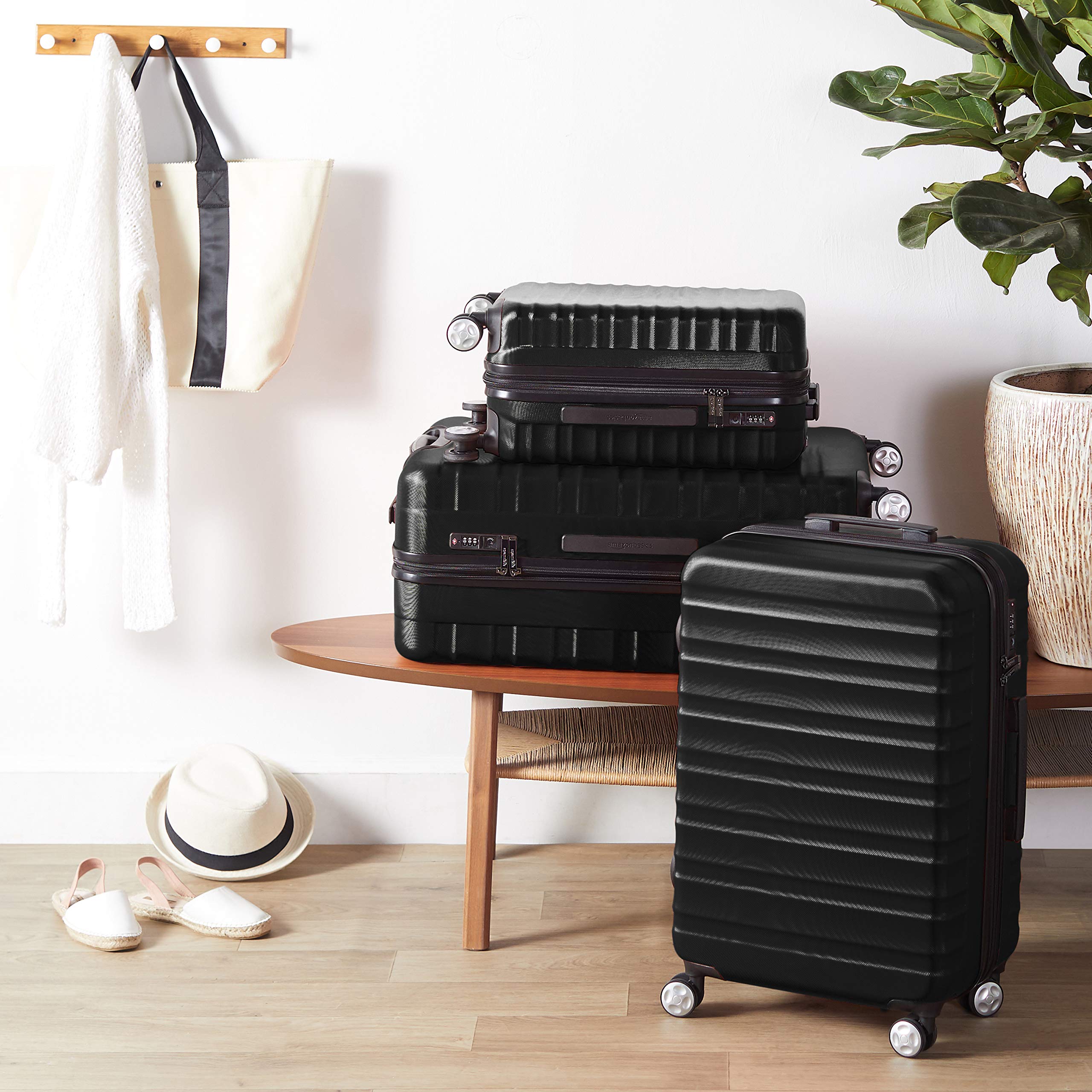 Amazon Basics Set 2 Trolley Rigidi 55+78 cm Nero TSA