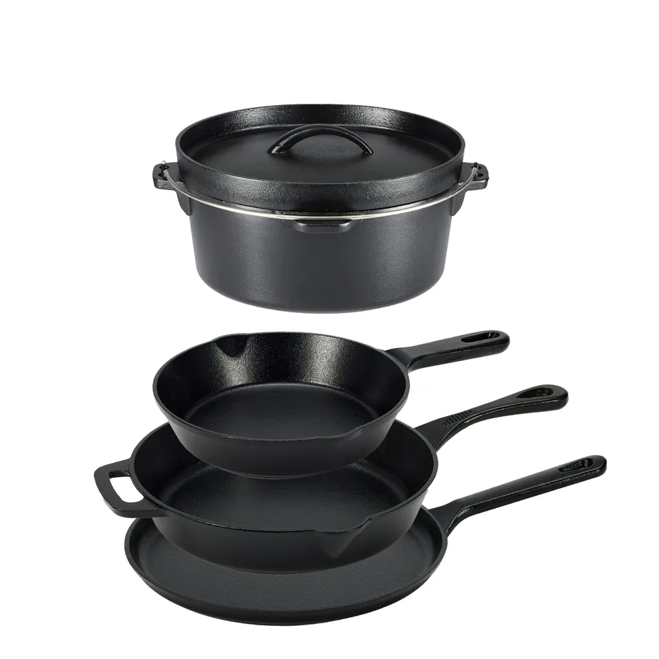 AmazonBasics Batteria Cucina Ghisa 5 Pezzi Nera