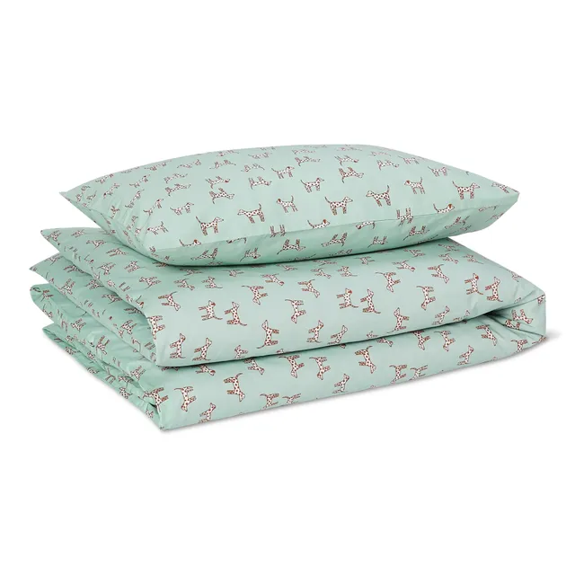 Amazon Basics Set Letto Bambini Cotone Bio Cani Menta 100x135 cm